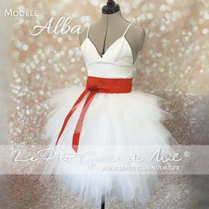 jupe de mariée tutu courte en tulle blanche